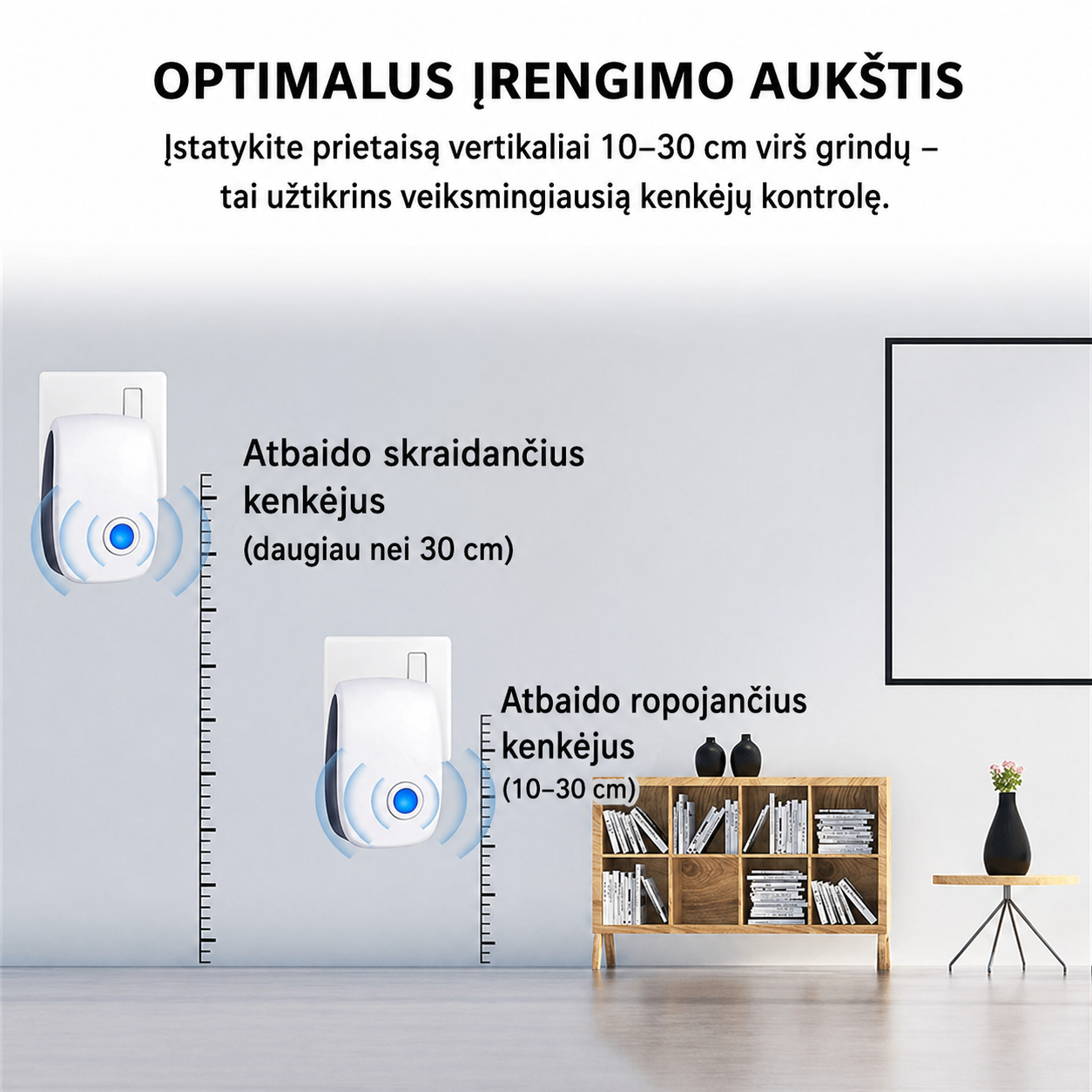 Ultragarsinis graužikų ir vabzdžių atbaidymo aparatas