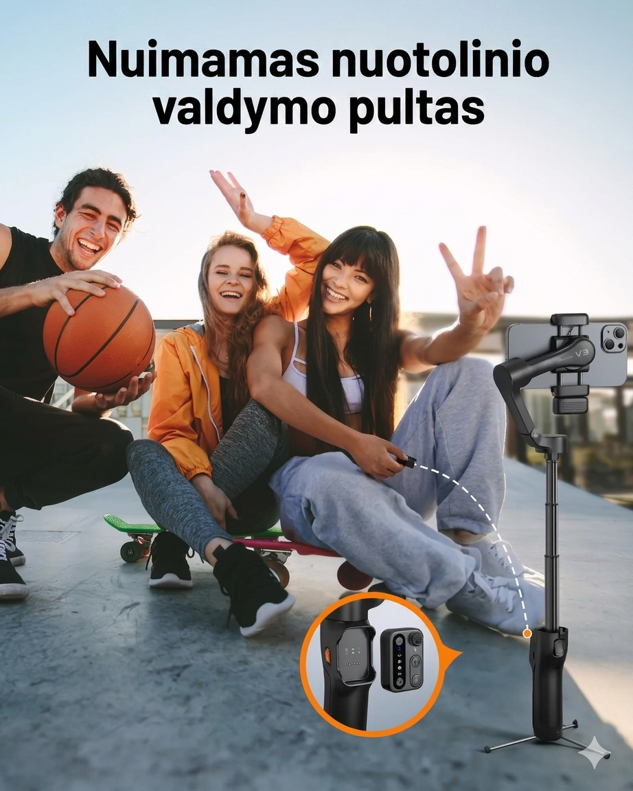 Hohem V3 Išmaniojo Telefono Stabilizatorius – Paverskite Savo Kadrus Profesionaliais!
