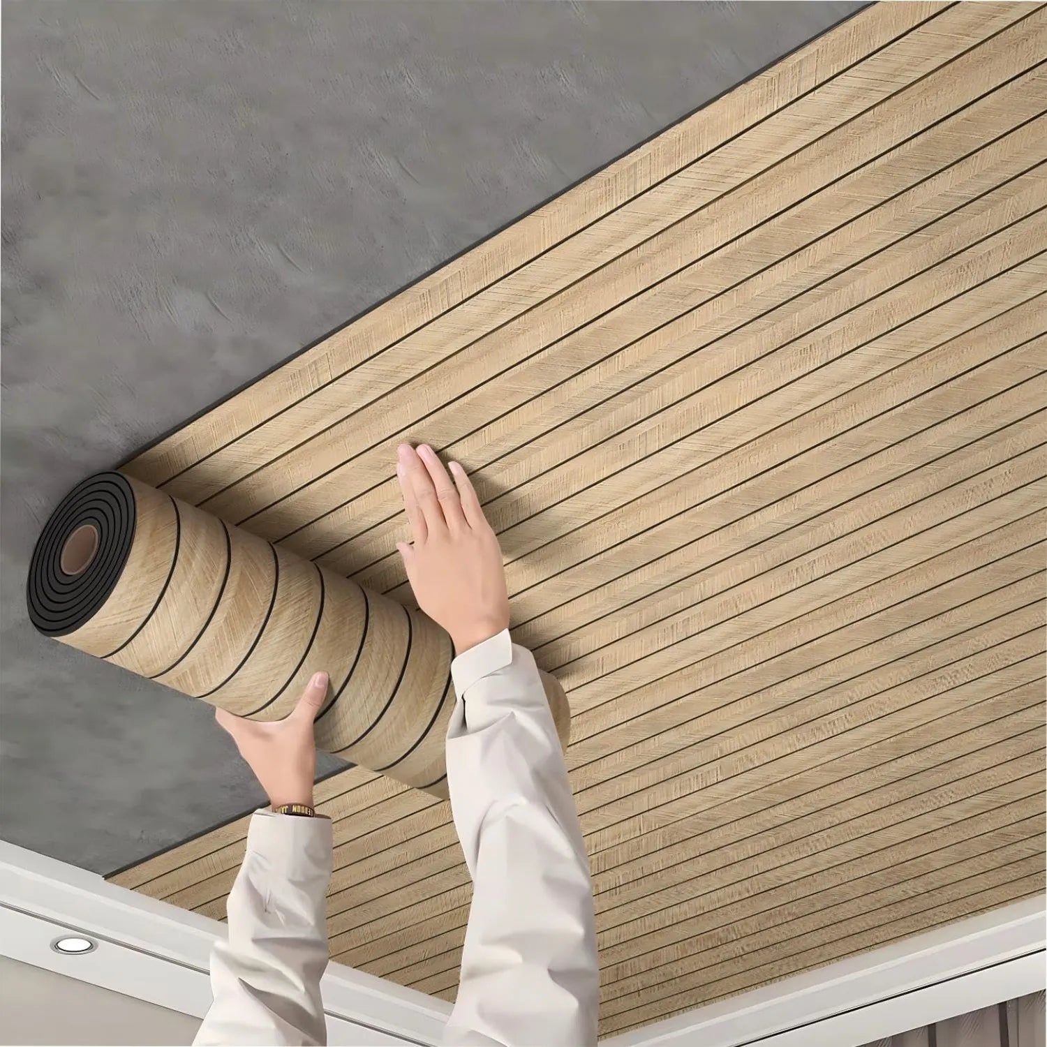 3D dekoratyvinė sienų panelė (lipni) – medžio imitacija 300 x 45 cm