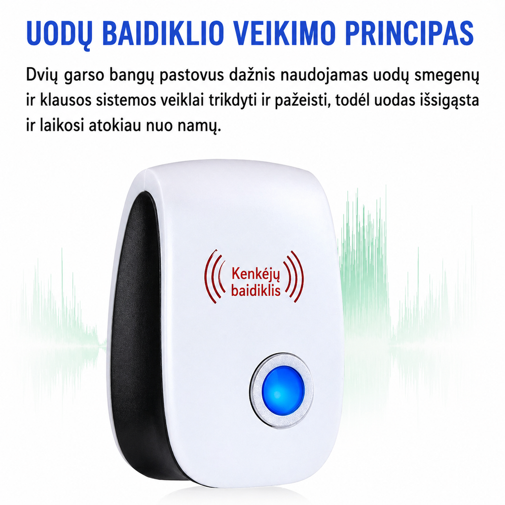 Ultragarsinis graužikų ir vabzdžių atbaidymo aparatas
