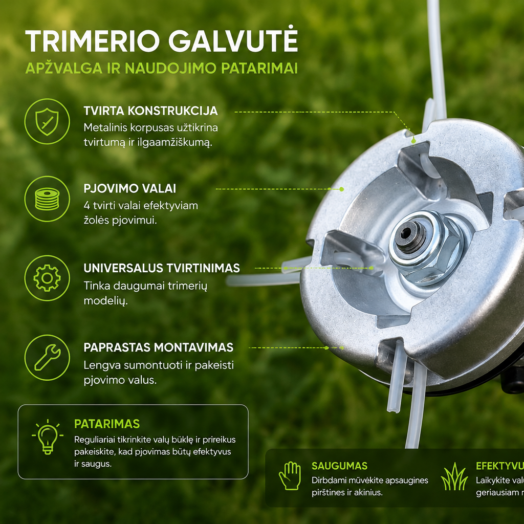 Trimerio galvutė žolei pjauti