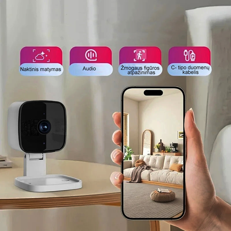 išmanioji Wi-Fi kamera + 64GB atminties kortelė dovanų