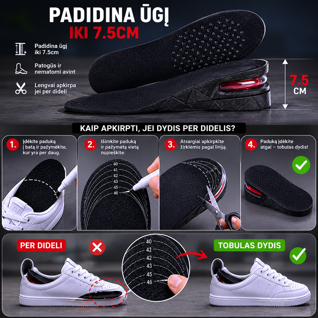 Ūgį didinantys padukai - padidinkite savo ūgį 7.5cm