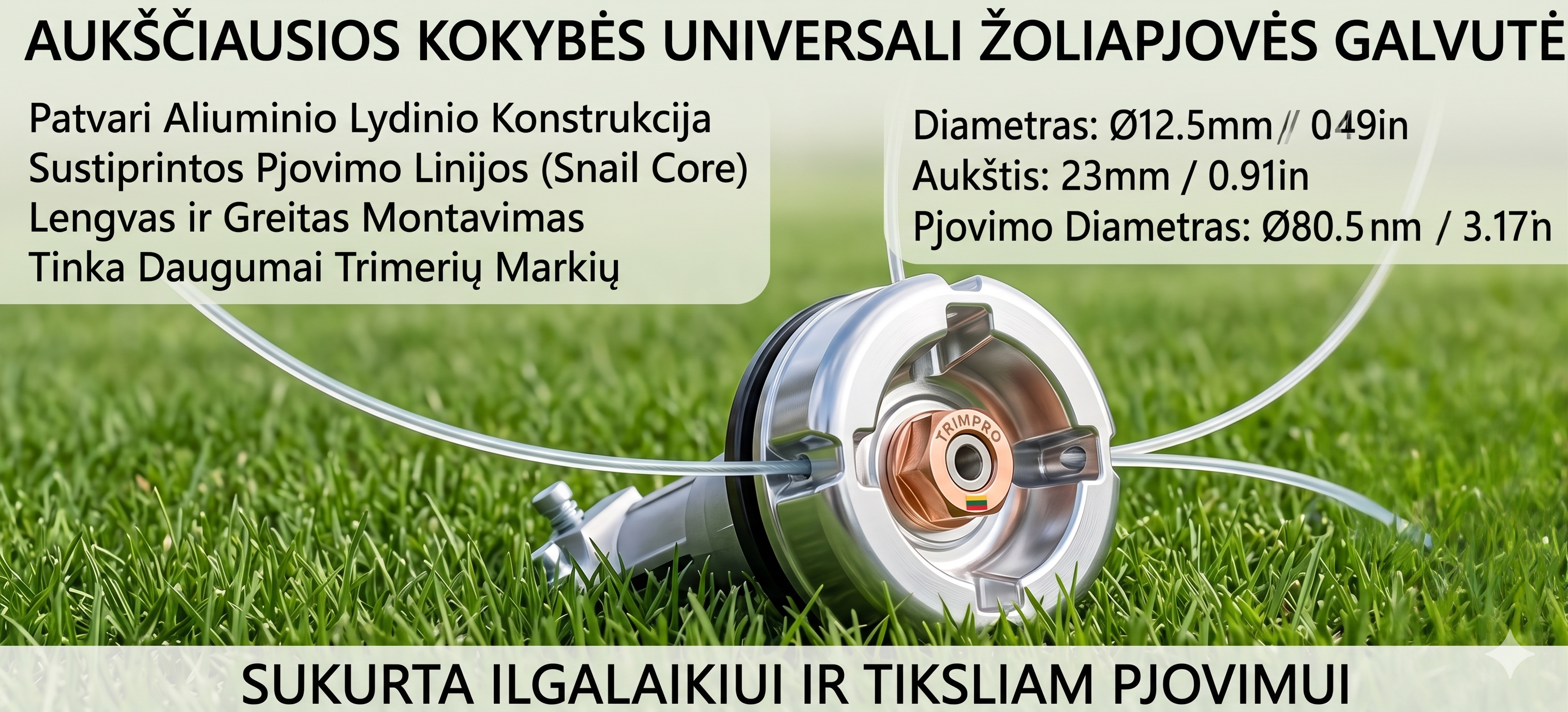 Trimerio galvutė žolei pjauti