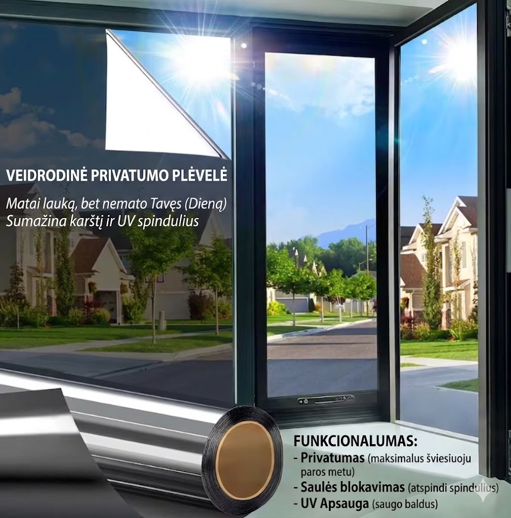 Veidrodinė langų plėvelė – privatumas ir apsauga nuo saulės