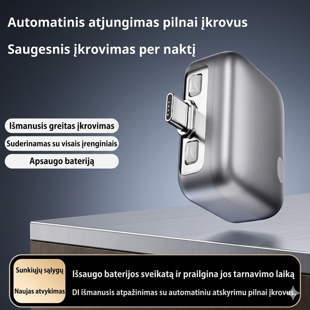 Išmanusis įkroviklis baigia krauti kai paisiekia 100%