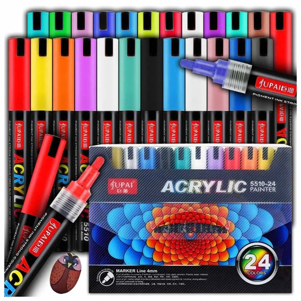 Akrilinių markerių rinkinys – 24 spalvos (4 mm)