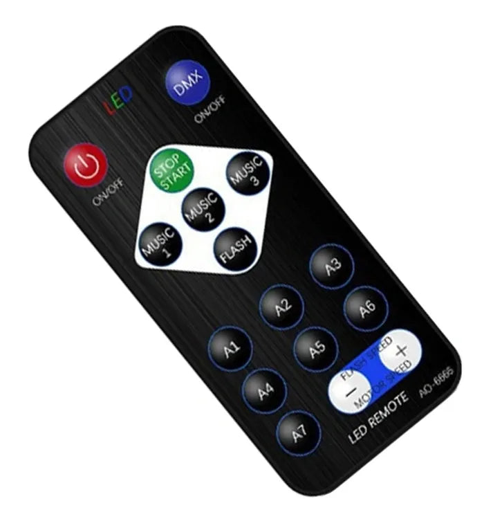 Diskotekų LED RGB šviesos efektų lempa su pulteliu