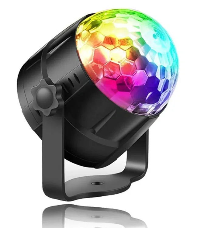 Diskotekų LED RGB šviesos efektų lempa su pulteliu