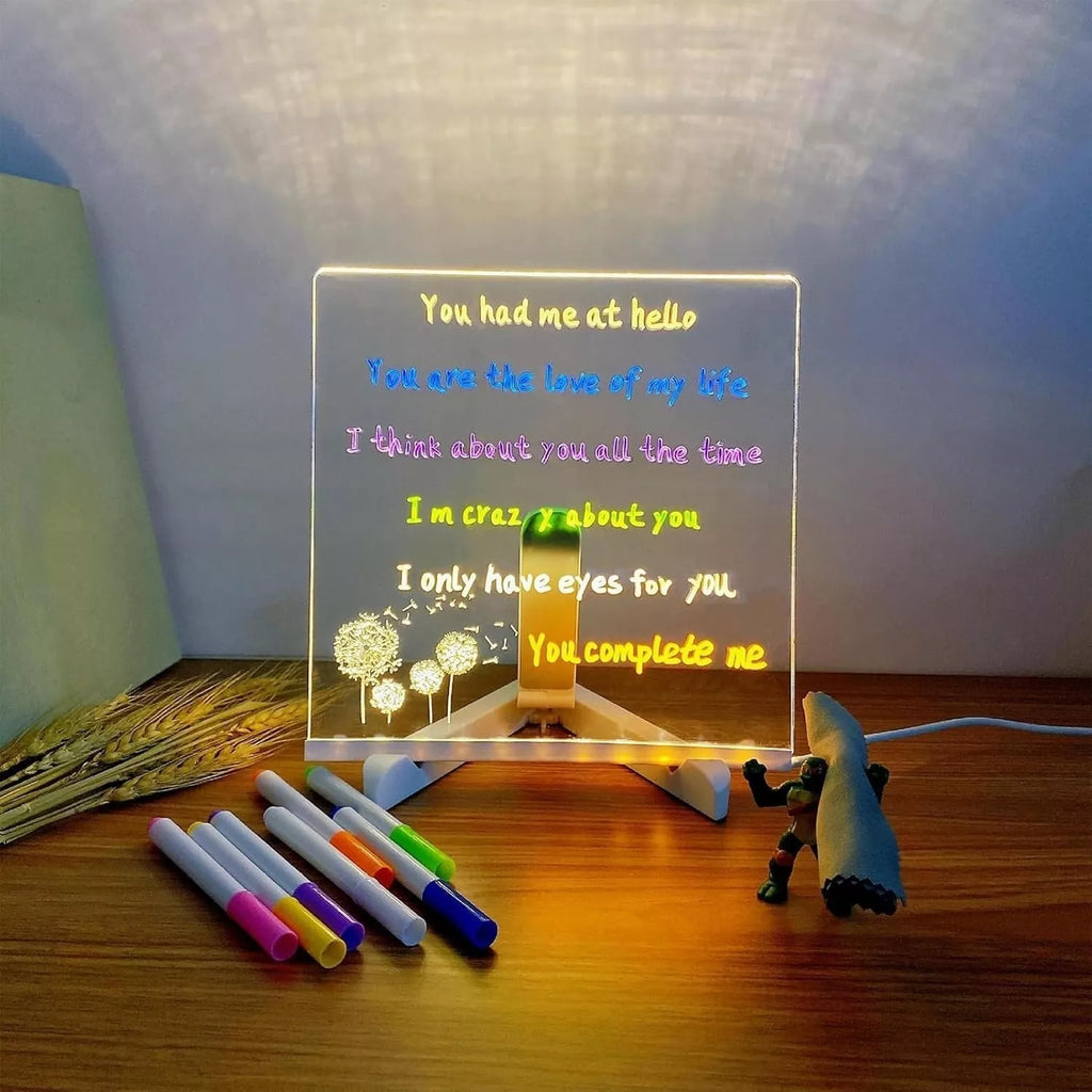 DIY LED piešimo lenta su šviečiančiu akrilo paviršiumi