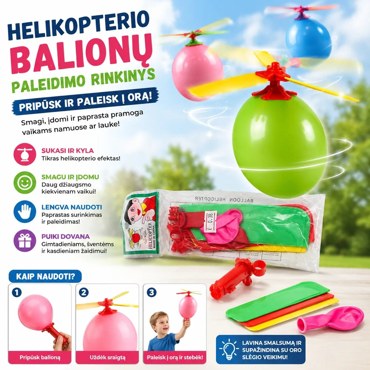 Helikopterio balionų paleidimo rinkinys