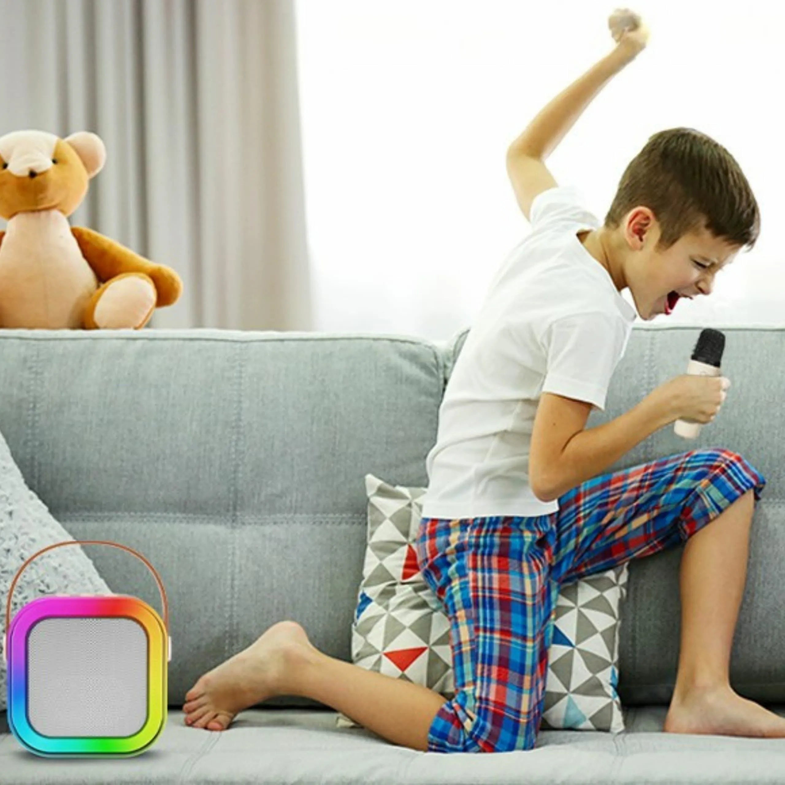 Karaoke kolonėlė su mikrofonais (Bluetooth, LED apšvietimas)
