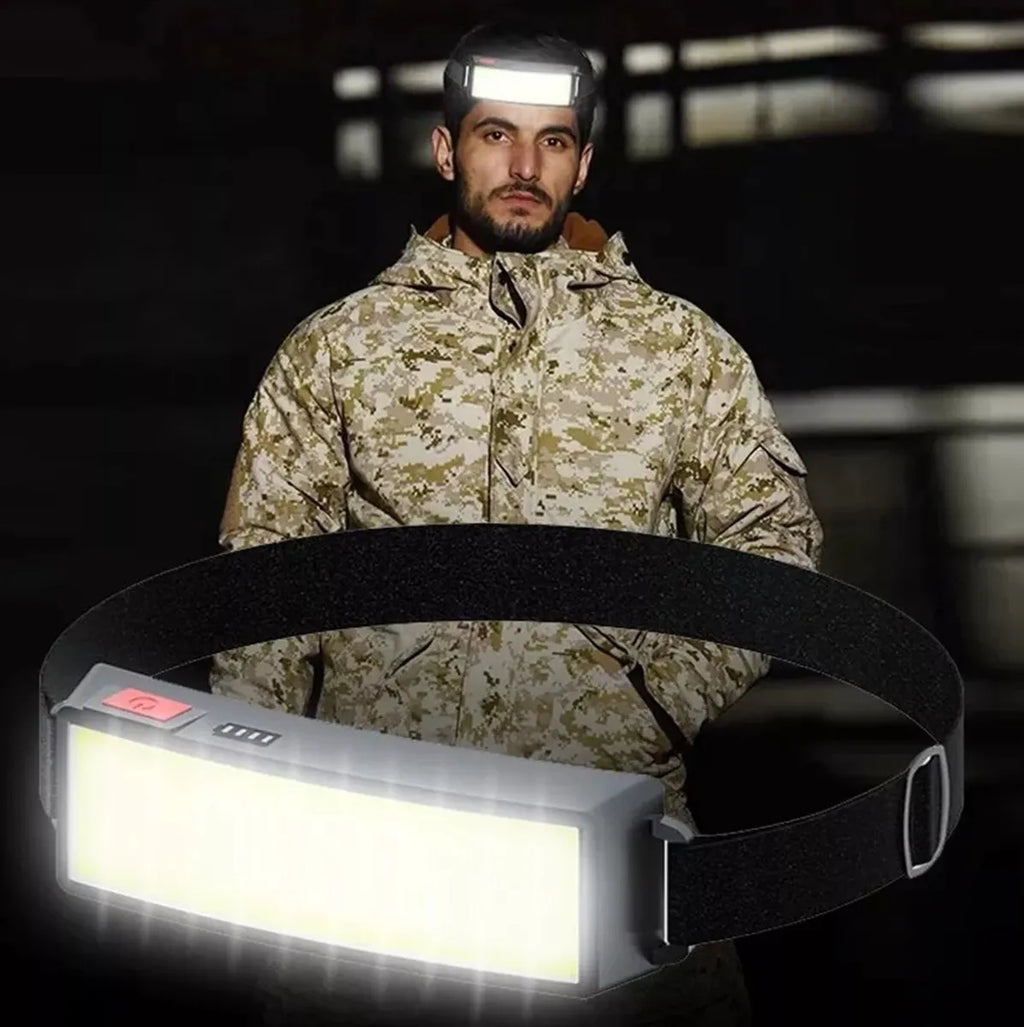 Kompaktiškas LED COB galvos žibintuvėlis