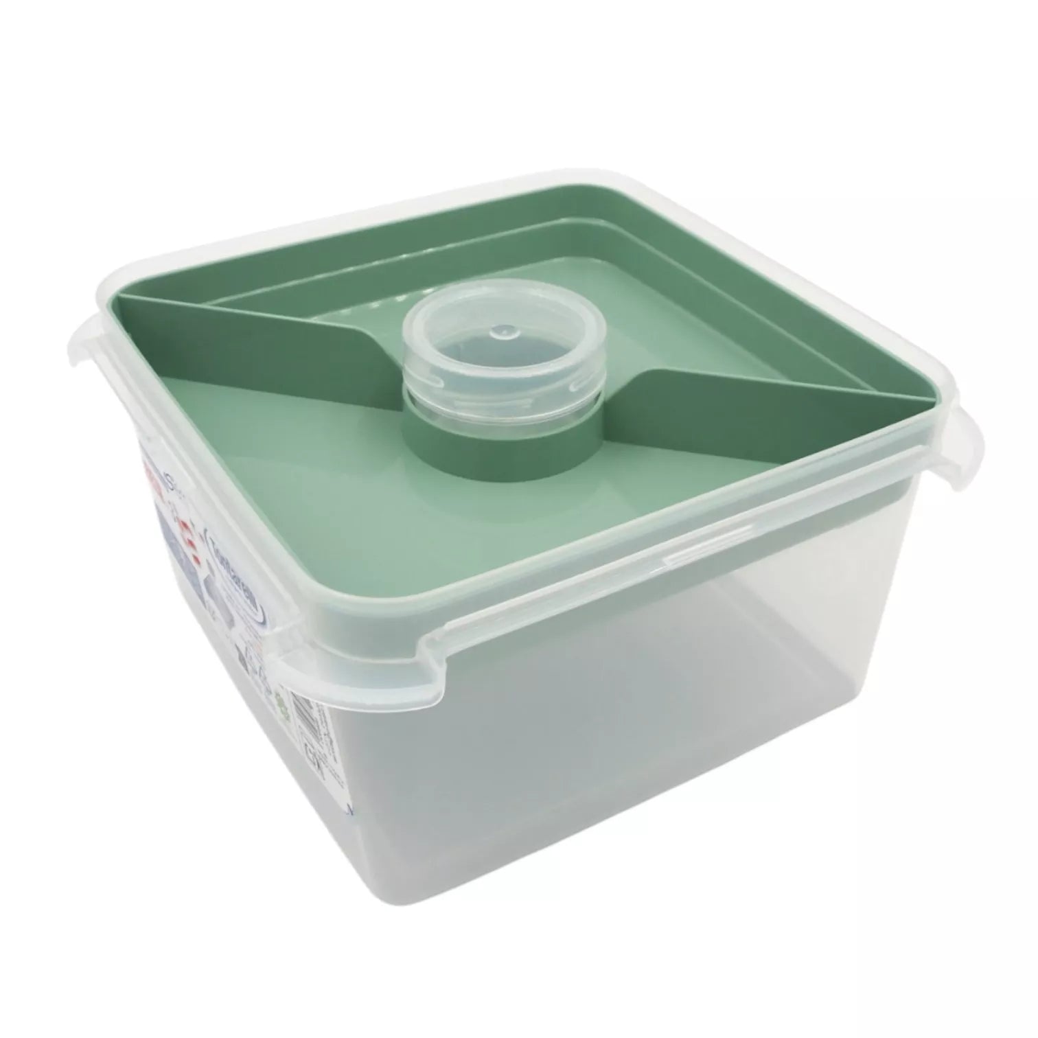 Kvadratinė maisto dėžutė su įrankiais ir vidiniu skyriumi (2,25 l)