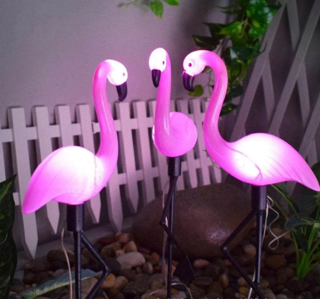 LED saulės sodo lempos – flamingas