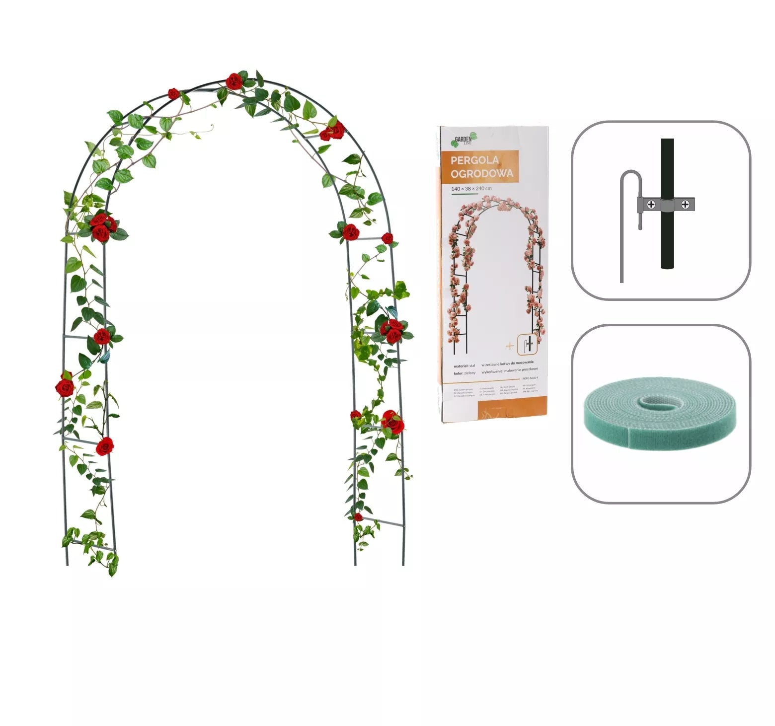 Metalinė sodo pergola vijokliniams augalams 140 × 38 × 240 cm