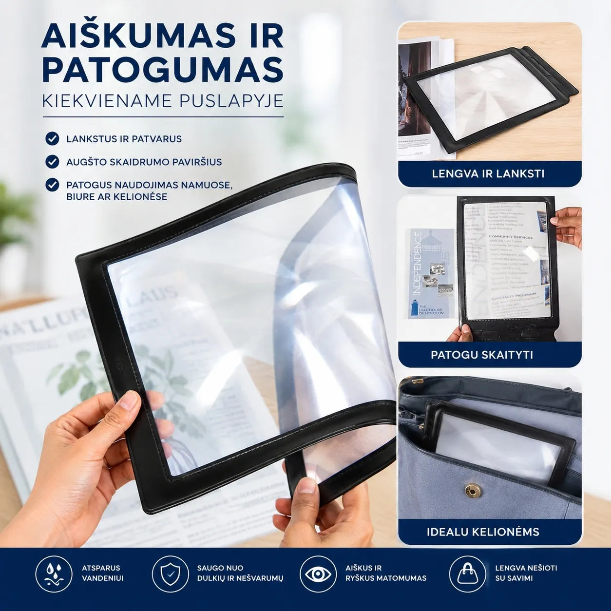 Padidinimo stiklas A4 formato