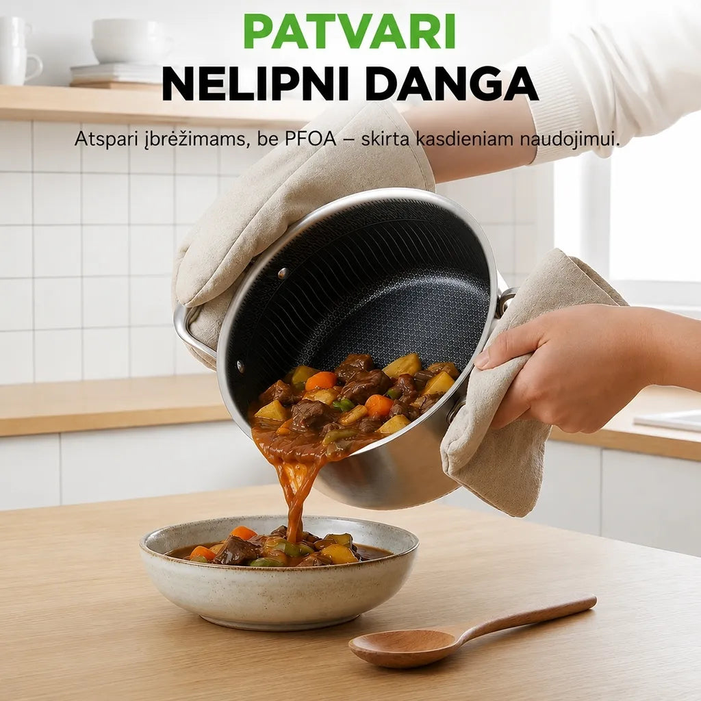 Puodas su dangčiu OSFÉ Tri-Ply, 20 cm, 3 l