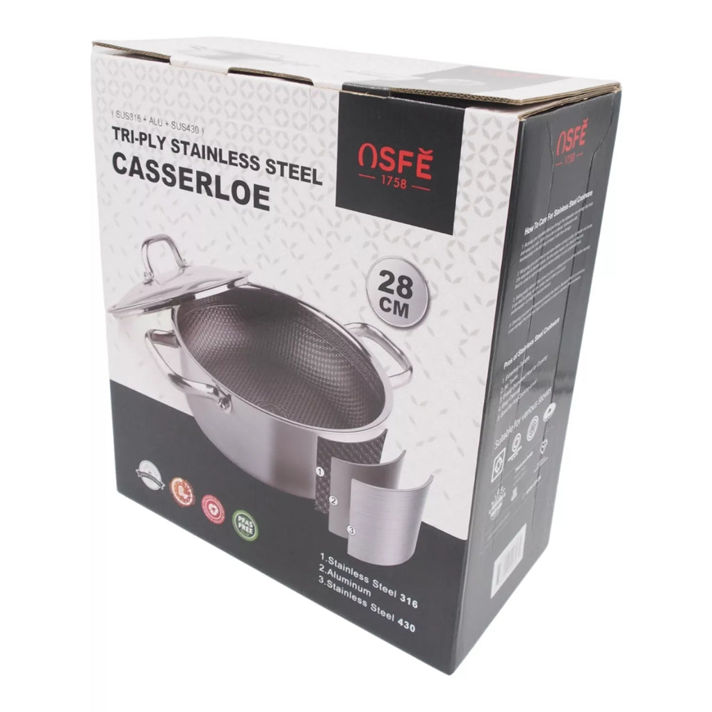 Puodas su dangčiu OSFÉ Tri-Ply, 26 cm, 7 l