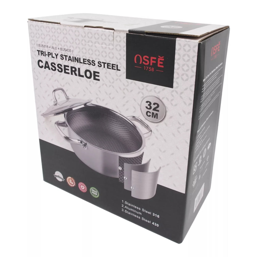 Puodas su dangčiu OSFÉ Tri-Ply, 32 cm, 12 l