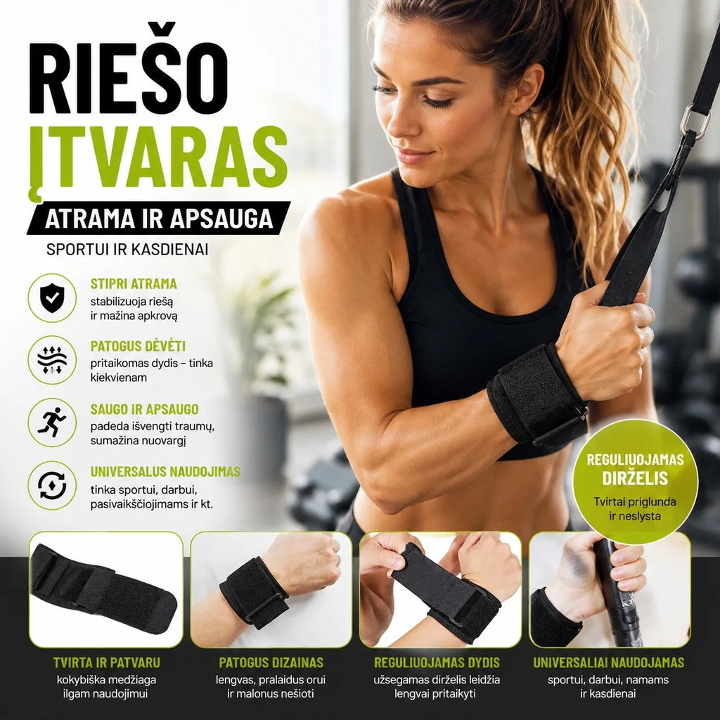 Reguliuojamas šildantis riešo įtvaras