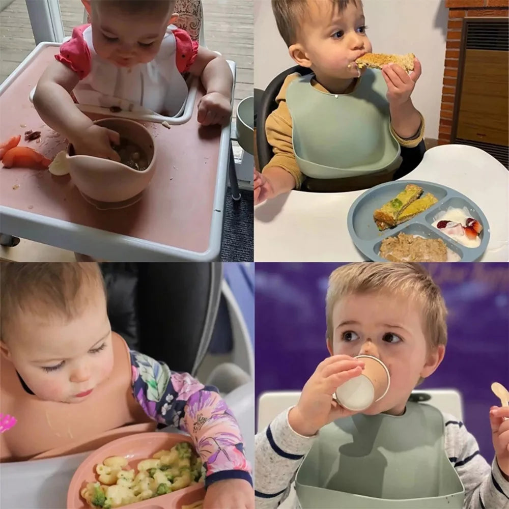 Silikoninis valgymo rinkinys vaikams - Raudona