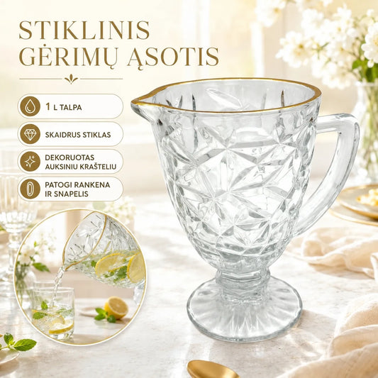 Stiklinis ąsotis "Gold"