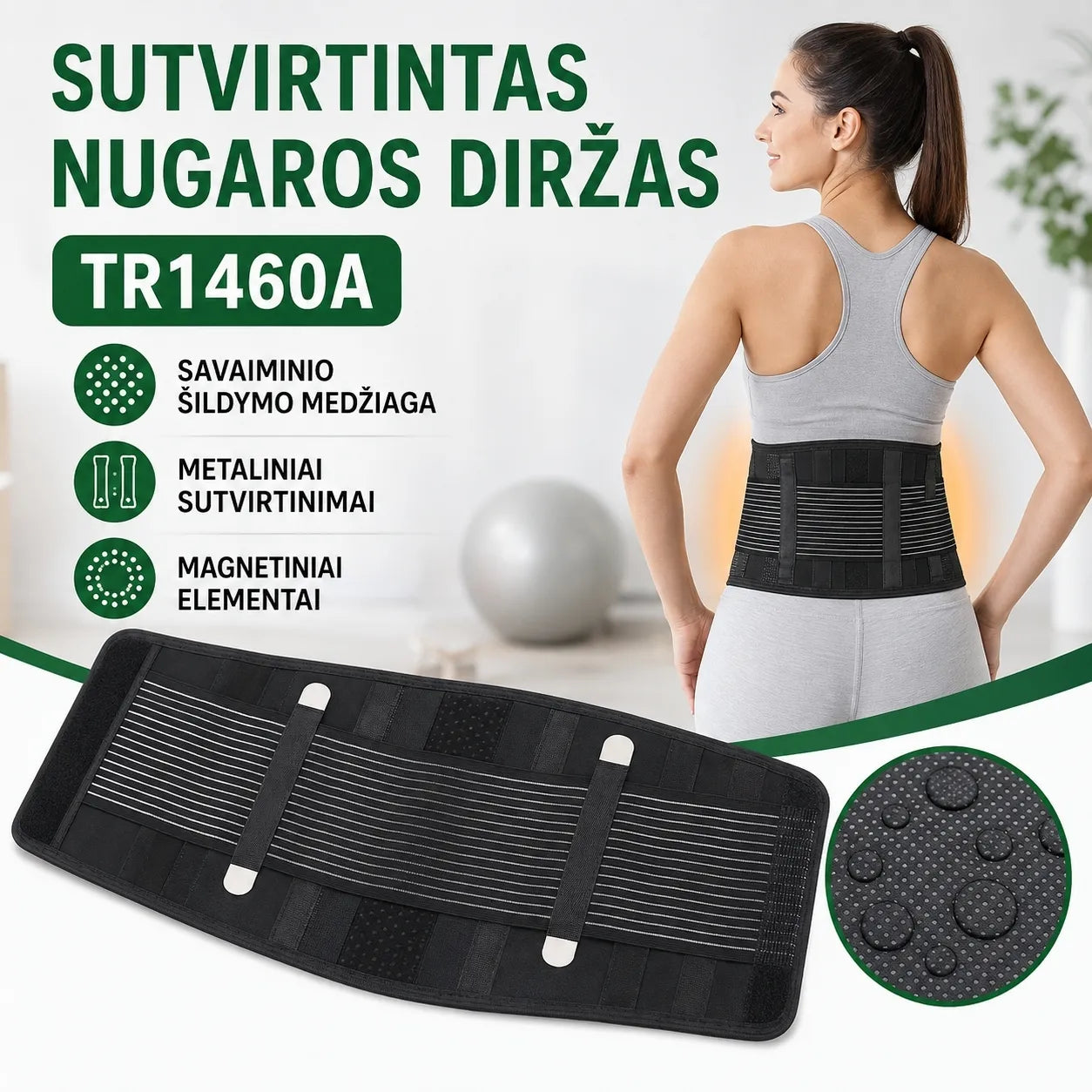 Sutvirtintas nugaros diržas - L
