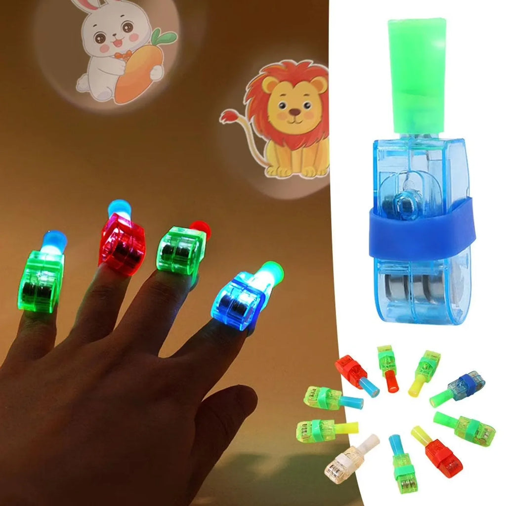 Šviečiantys LED pirštų žaislai vaikams – 10 vnt. rinkinys