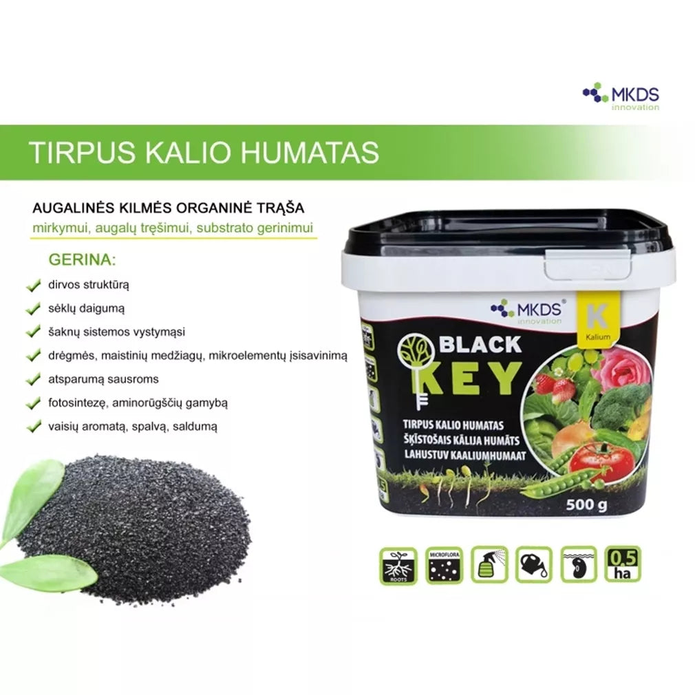 Tirpus kalio humatas BLACK KEY, 500 g