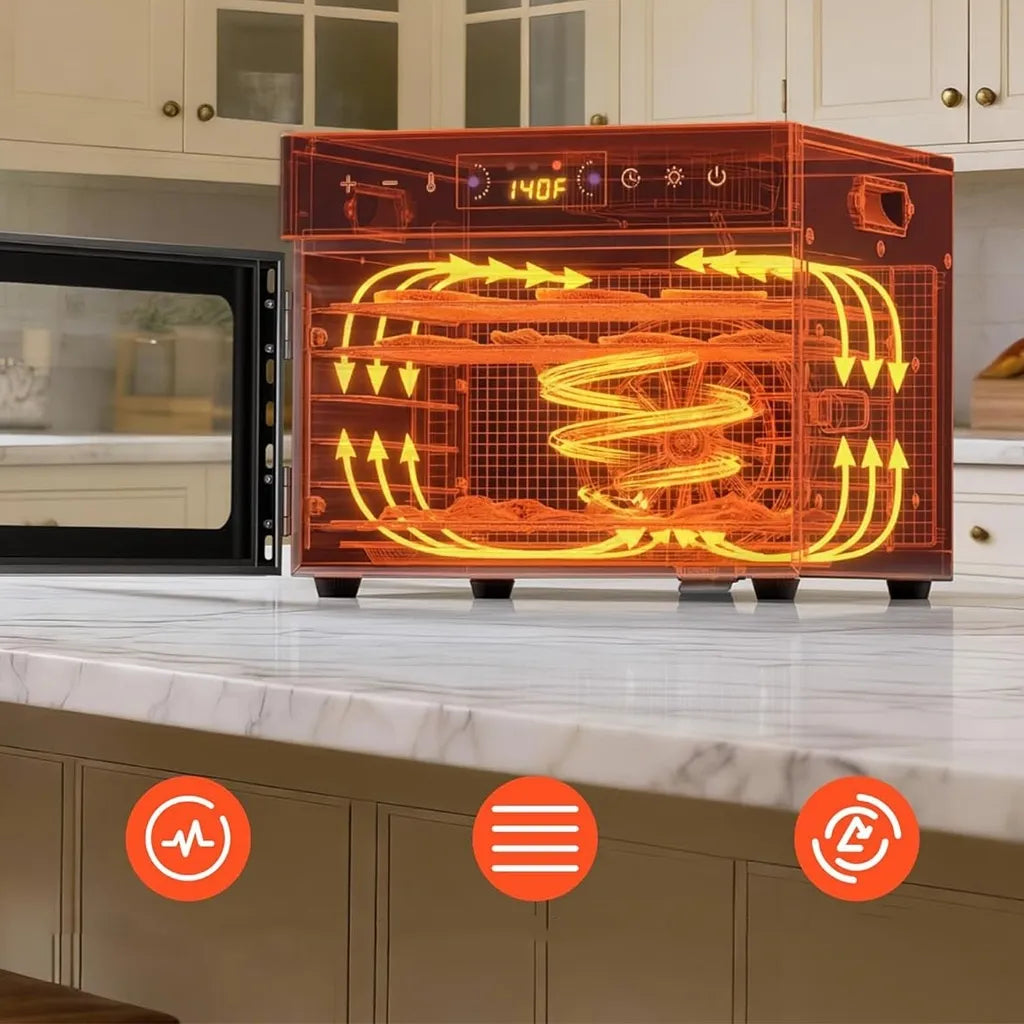 Vaisių ir maisto džiovyklė 400 W, 6 padėklų, nerūdijančio plieno