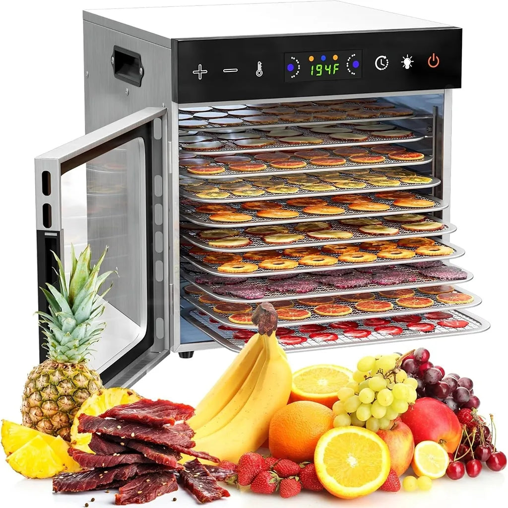 Vaisių ir maisto džiovyklė 600 W, 10 padėklų, nerūdijančio plieno