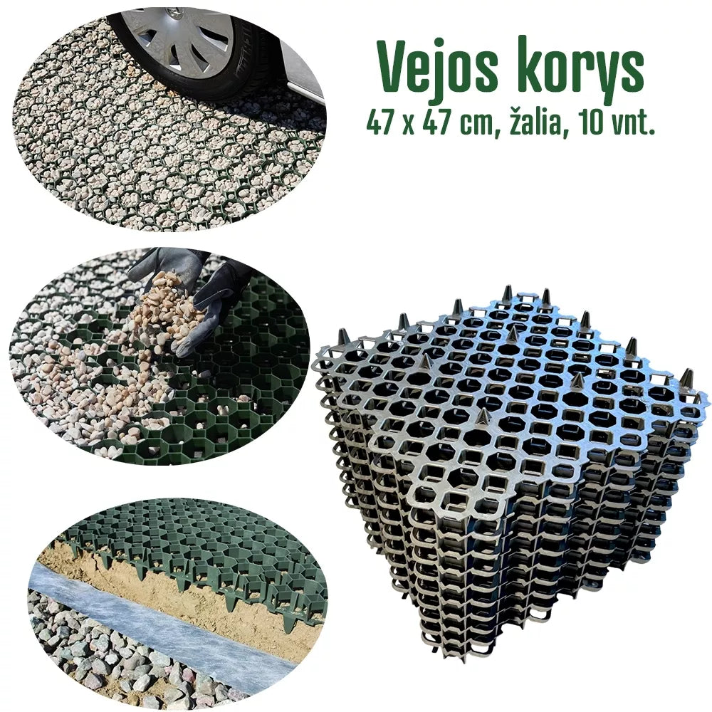 Vejos korys , 47 x 47 cm, juoda, 10 vnt.